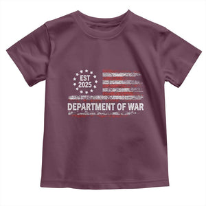 Department of War Est 2025 Toddler T Shirt Patriotic Military Vintage Grunge American Flag TS02 Maroon Print Your Wear