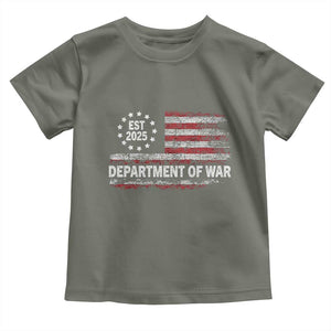 Department of War Est 2025 Toddler T Shirt Patriotic Military Vintage Grunge American Flag TS02 Military Green Print Your Wear