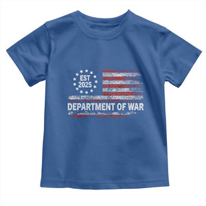 Department of War Est 2025 Toddler T Shirt Patriotic Military Vintage Grunge American Flag TS02 Royal Blue Print Your Wear
