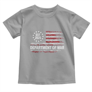 Department of War Est 2025 Toddler T Shirt Patriotic Military Vintage Grunge American Flag TS02 Sport Gray Print Your Wear