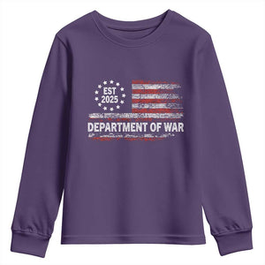 Department of War Est 2025 Youth Sweatshirt Patriotic Military Vintage Grunge American Flag TS02 Purple Print Your Wear