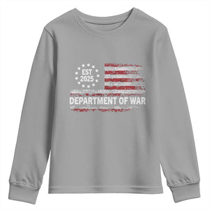 Department of War Est 2025 Youth Sweatshirt Patriotic Military Vintage Grunge American Flag TS02 Sport Gray Print Your Wear