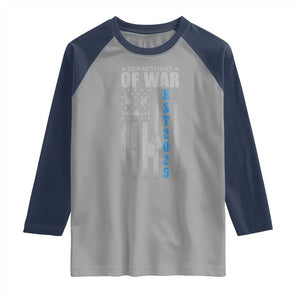 Department of War Est 2025 Raglan Shirt Military Patriotic Dog Tags American Flag TS02 Sport Gray Navy Print Your Wear