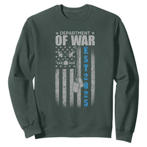 Department of War Est 2025 Sweatshirt Military Patriotic Dog Tags American Flag TS02 Dark Forest Green Print Your Wear