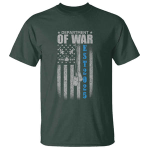 Department of War Est 2025 T Shirt Military Patriotic Dog Tags American Flag TS02 Dark Forest Green Print Your Wear