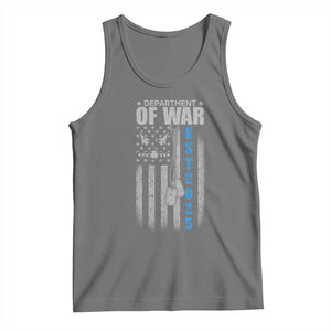 Department of War Est 2025 Tank Top Military Patriotic Dog Tags American Flag TS02 Black Heather Print Your Wear