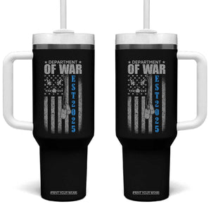 Department of War Est 2025 Tumbler With Handle Military Patriotic Dog Tags American Flag TS02 One Size: 40 oz Black Print Your Wear