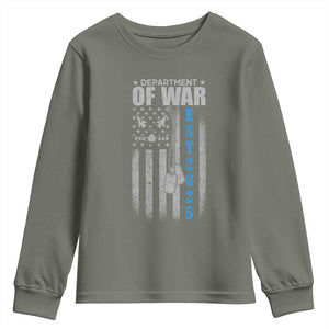 Department of War Est 2025 Youth Sweatshirt Military Patriotic Dog Tags American Flag TS02 Military Green Print Your Wear