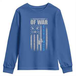 Department of War Est 2025 Youth Sweatshirt Military Patriotic Dog Tags American Flag TS02 Royal Blue Print Your Wear
