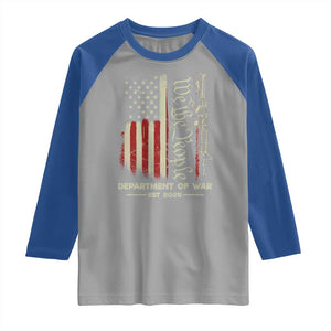Department of War Est 2025 Raglan Shirt We The People Rifle American Flag Patriotic 2A Statement TS02 Sport Gray Royal Print Your Wear