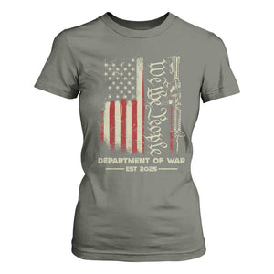 Department of War Est 2025 T Shirt For Women We The People Rifle American Flag Patriotic 2A Statement TS02 Military Green Print Your Wear