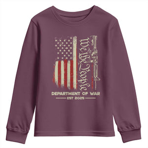Department of War Est 2025 Youth Sweatshirt We The People Rifle American Flag Patriotic 2A Statement TS02 Maroon Print Your Wear