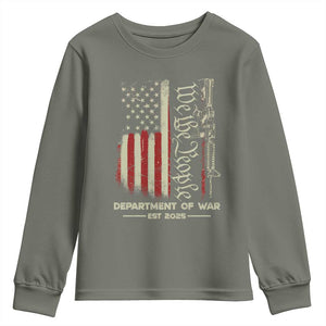 Department of War Est 2025 Youth Sweatshirt We The People Rifle American Flag Patriotic 2A Statement TS02 Military Green Print Your Wear