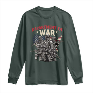 Department of War Est 2025 Long Sleeve Shirt Patriotic Combat Squad Tactical Soldiers Graphic TS02 Dark Forest Green Print Your Wear
