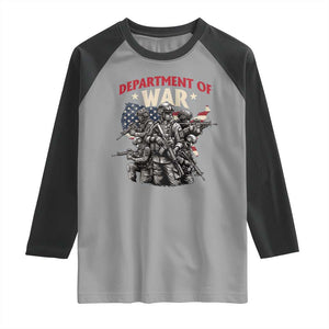 Department of War Est 2025 Raglan Shirt Patriotic Combat Squad Tactical Soldiers Graphic TS02 Sport Gray Black Print Your Wear
