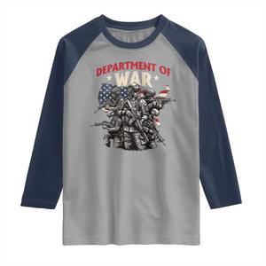 Department of War Est 2025 Raglan Shirt Patriotic Combat Squad Tactical Soldiers Graphic TS02 Sport Gray Navy Print Your Wear
