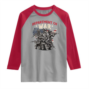Department of War Est 2025 Raglan Shirt Patriotic Combat Squad Tactical Soldiers Graphic TS02 Sport Gray Red Print Your Wear