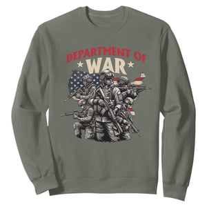 Department of War Est 2025 Sweatshirt Patriotic Combat Squad Tactical Soldiers Graphic TS02 Military Green Print Your Wear
