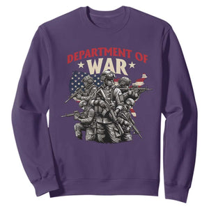 Department of War Est 2025 Sweatshirt Patriotic Combat Squad Tactical Soldiers Graphic TS02 Purple Print Your Wear