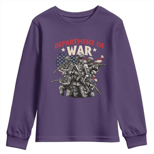 Department of War Est 2025 Youth Sweatshirt Patriotic Combat Squad Tactical Soldiers Graphic TS02 Purple Print Your Wear