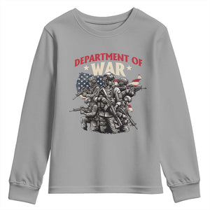 Department of War Est 2025 Youth Sweatshirt Patriotic Combat Squad Tactical Soldiers Graphic TS02 Sport Gray Print Your Wear