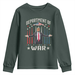 Department of War Est 2025 Youth Sweatshirt Trump Patriotic Political B2 Spirit Operation Midnight Hammer TS02 Dark Forest Green Print Your Wear