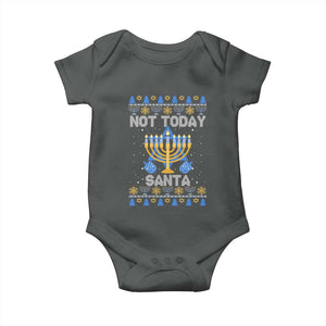 Ugly Sweater Hanukkah Baby Onesie Not Today Santa Chanukah Jewish Festival Jew TS02 Dark Heather Print Your Wear