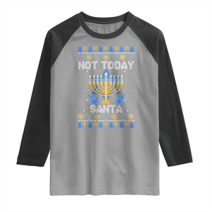 Ugly Sweater Hanukkah Raglan Shirt Not Today Santa Chanukah Jewish Festival Jew TS02 Sport Gray Black Print Your Wear