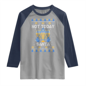 Ugly Sweater Hanukkah Raglan Shirt Not Today Santa Chanukah Jewish Festival Jew TS02 Sport Gray Navy Print Your Wear