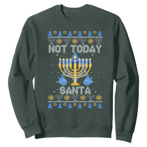 Ugly Hanukkah Sweatshirt Not Today Santa Chanukah Jewish Festival Jew Ugly Hanukkah TS02 Dark Forest Green Printyourwear
