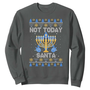 Ugly Hanukkah Sweatshirt Not Today Santa Chanukah Jewish Festival Jew Ugly Hanukkah TS02 Dark Heather Printyourwear