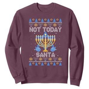 Ugly Hanukkah Sweatshirt Not Today Santa Chanukah Jewish Festival Jew Ugly Hanukkah TS02 Maroon Printyourwear
