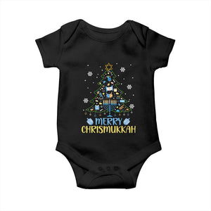 Christmas Hanukkah Baby Onesie Merry Christmukkah Jewish Christmas Tree Chanukah TS02 Black Print Your Wear