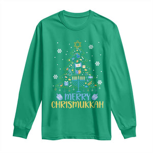 Christmas Hanukkah Long Sleeve Shirt Merry Christmukkah Jewish Christmas Tree Chanukah TS02 Irish Green Print Your Wear