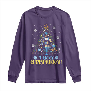 Christmas Hanukkah Long Sleeve Shirt Merry Christmukkah Jewish Christmas Tree Chanukah TS02 Purple Print Your Wear