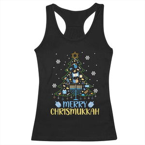 Christmas Hanukkah Racerback Tank Top Merry Christmukkah Jewish Christmas Tree Chanukah TS02 Black Print Your Wear