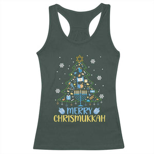 Christmas Hanukkah Racerback Tank Top Merry Christmukkah Jewish Christmas Tree Chanukah TS02 Dark Forest Green Print Your Wear