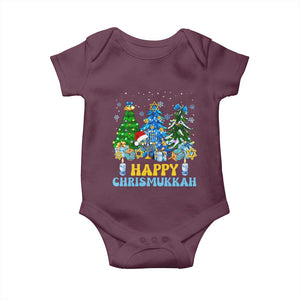 Christmas Hanukkah Baby Onesie Merry Christmukkah Jewish Christmas Trees Chanukah TS02 Maroon Print Your Wear