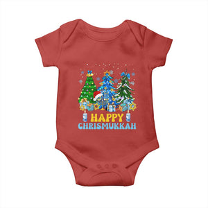 Christmas Hanukkah Baby Onesie Merry Christmukkah Jewish Christmas Trees Chanukah TS02 Red Print Your Wear