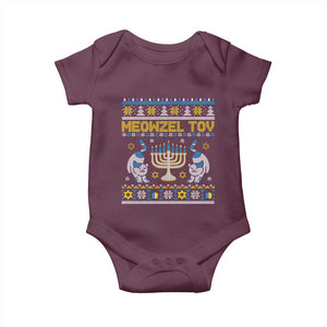Funny Hanukkah Cat Baby Onesie Meowzel Tov Chanukah Jewish Ugly Sweater Hanukkah TS02 Maroon Print Your Wear