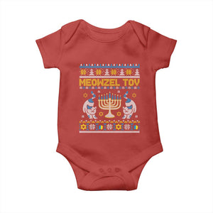 Funny Hanukkah Cat Baby Onesie Meowzel Tov Chanukah Jewish Ugly Sweater Hanukkah TS02 Red Print Your Wear