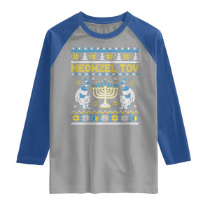 Funny Hanukkah Cat Raglan Shirt Meowzel Tov Chanukah Jewish Ugly Sweater Hanukkah TS02 Sport Gray Royal Print Your Wear