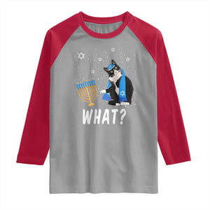 Funny Hanukkah Cat Raglan Shirt What Hanukcat Chanukah Jewish Festival TS02 Sport Gray Red Print Your Wear