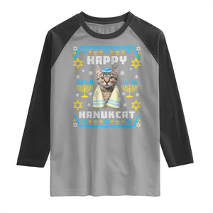 Funny Hanukkah Cat Raglan Shirt Happy Hanukcat Menorah Ugly Chanukah Jewish Festival TS02 Sport Gray Black Print Your Wear