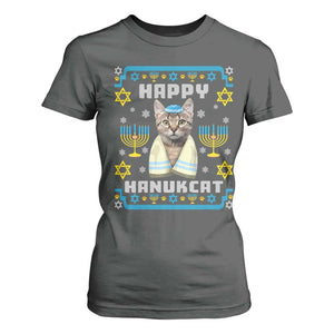 Funny Hanukkah Cat T Shirt For Women Happy Hanukcat Menorah Ugly Chanukah Jewish Festival TS02 Dark Heather Print Your Wear