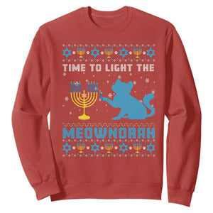 Hanukkah Cat Sweatshirt Light The Meownorah Jewish Hanukkah Cat Menorah Chanukah TS02 Red Printyourwear