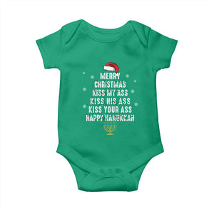 Merry Christmas Kiss My Ass His Ass Your Ass Happy Hanukkah Baby Onesie TS02 Irish Green Print Your Wear