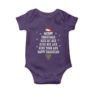 Merry Christmas Kiss My Ass His Ass Your Ass Happy Hanukkah Baby Onesie TS02 Purple Print Your Wear