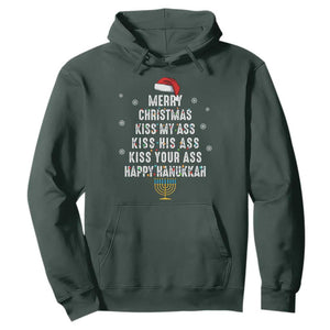 Merry Christmas Kiss My Ass His Ass Your Ass Happy Hanukkah Hoodie TS02 Dark Forest Green Printyourwear