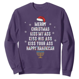 Merry Christmas Kiss My Ass His Ass Your Ass Happy Hanukkah Sweatshirt TS02 Purple Printyourwear
